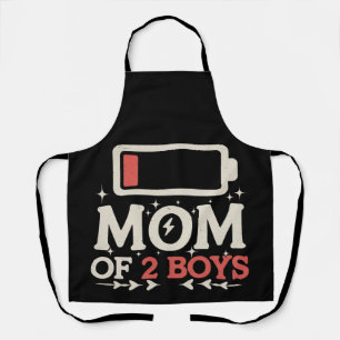 Mum Of 2 Boys Low Battery Funny Mother's Day Apron