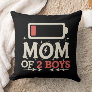 Mum Of 2 Boys Low Battery Funny Mother's Day Cushion