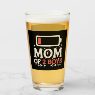 Mum Of 2 Boys Low Battery Funny Mother's Day Glass