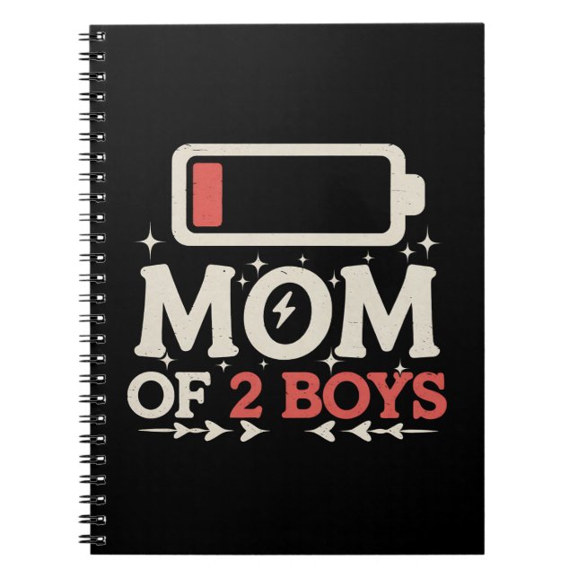 Mum Of 2 Boys Low Battery Funny Mother's Day Notebook (Front)
