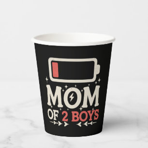 Mum Of 2 Boys Low Battery Funny Mother's Day Paper Cups