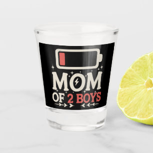 Mum Of 2 Boys Low Battery Funny Mother's Day Shot Glass