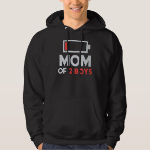 Mum Of 2 Boys Low Battery Tired Mum With Son Mothe Hoodie