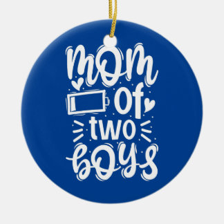 Mum of 2 Boys Outfit from Son Mothers Day Ceramic Tree Decoration