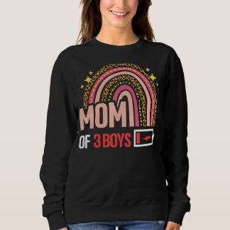 Mum Of 3 Boys Leopard Rainbow  From Son Mother Bir Sweatshirt