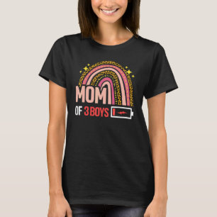 Mum Of 3 Boys Leopard Rainbow From Son Mother Bir T-Shirt
