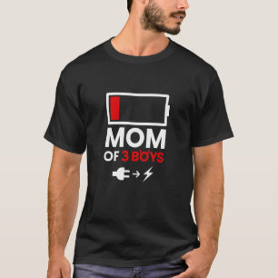 Mum of 3 Boys Low Battery Mother's Day T-Shirt
