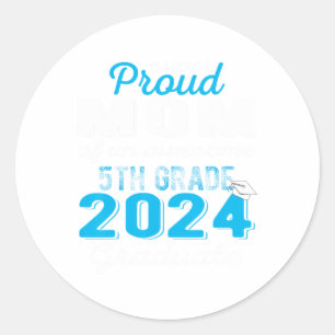 Mum Of 5th Grade Graduate 2024 Elementary Graduati Classic Round Sticker