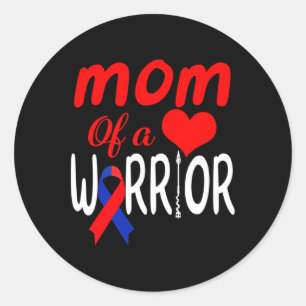 Mum Of A Heart Warrior Chd Awareness Cardiomyopath Classic Round Sticker