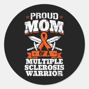 Mum Of A Multiple Sclerosis Warrior Ms Ribbon Moth Classic Round Sticker