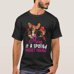 Mum Of A Spoiled Basset Hound Cute Dog Bow Tie Flo T-Shirt