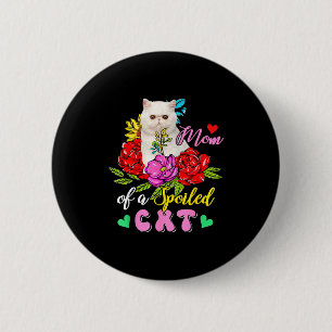 Mum of a spoiled cat cute floral cat mother's day 6 cm round badge
