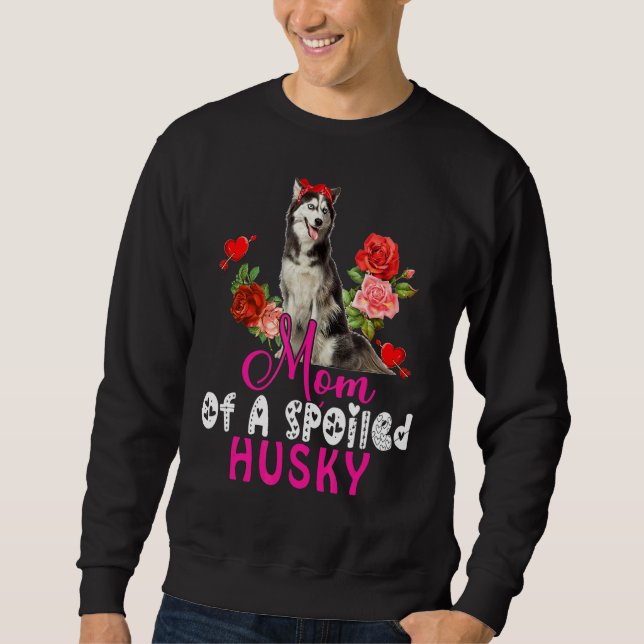 Mum Of A Spoiled Husky Cute Husky Dog Bow Tie Flow Sweatshirt (Front)