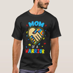 Mum Of A Warrior Autism Awareness Month Puzzle Pie T-Shirt