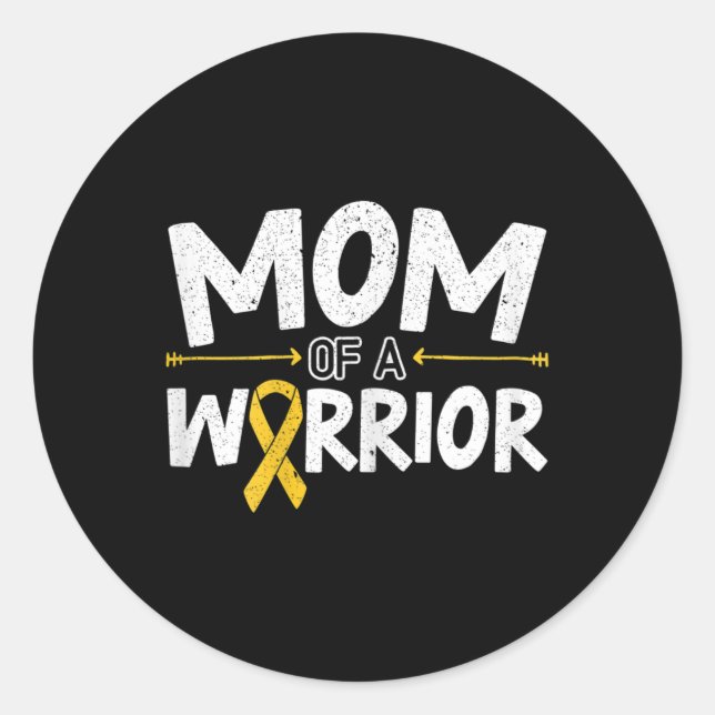 Mum Of A Warrior Childhood Cancer Awareness Month  Classic Round Sticker (Front)