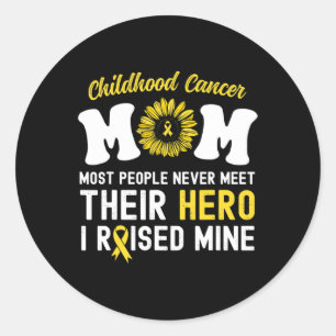 Mum Of A Warrior Hero Childhood Cancer Awareness S Classic Round Sticker