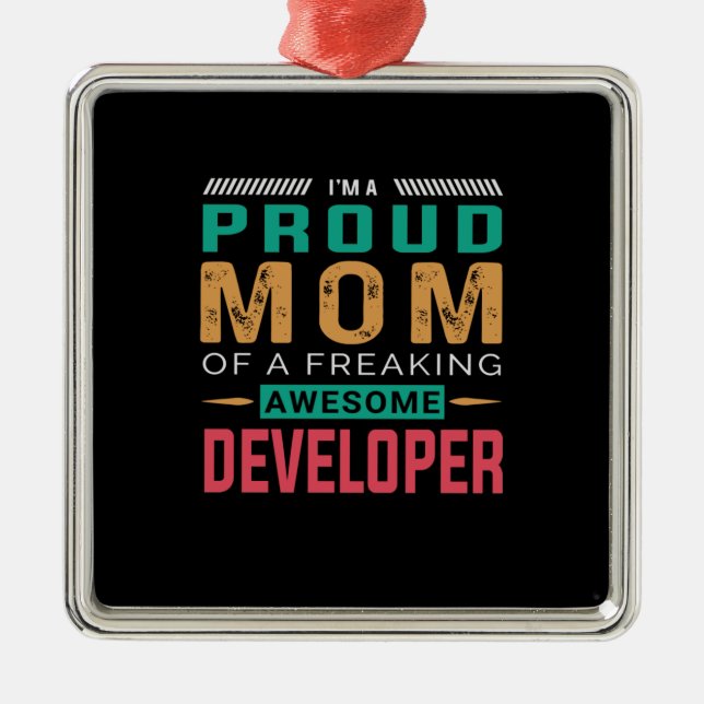 Mum Of Awesome Developer Metal Tree Decoration (Front)