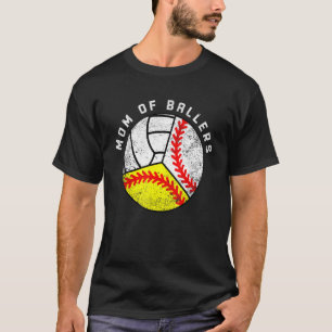 Mum Of Ballers   Baseball Softball Volleyball Mum T-Shirt