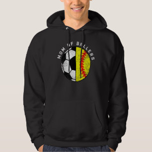 Mum Of Ballers Soccer Softball Mum Hoodie