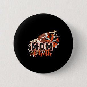 Mum Of Both Football Cheer Orange Black Pom Leopar 6 Cm Round Badge
