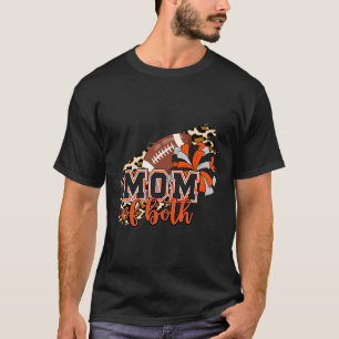 Mum Of Both Football Cheer Orange Black Pom Leopar T-Shirt