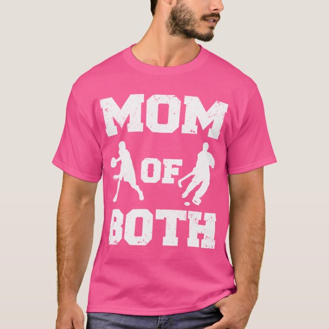 Mum Of Both Funny Basketball Hockey Mum T-Shirt (Front)