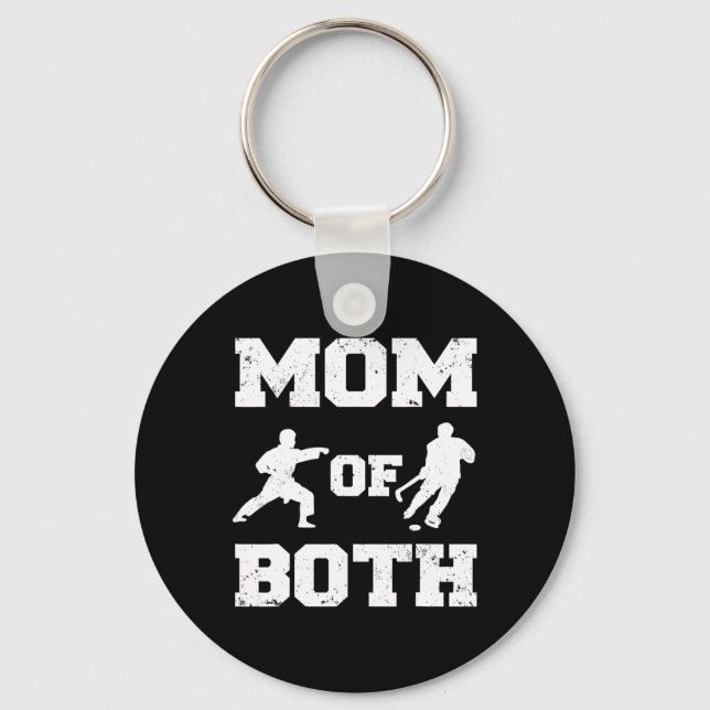 Mum Of Both Funny Hockey Karate Mum  Key Ring (Front)