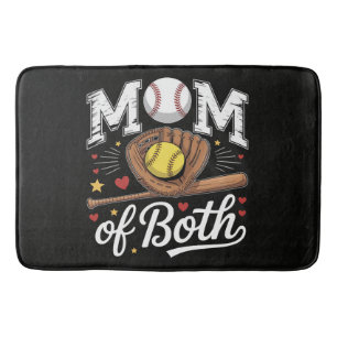 Mum of Both Game Day Baseball Softball Bath Mat