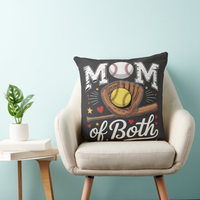 Mum of Both Game Day Baseball Softball  Cushion (Chair)