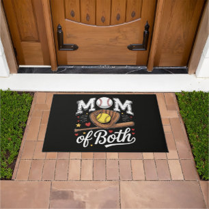 Mum of Both Game Day Baseball Softball Doormat