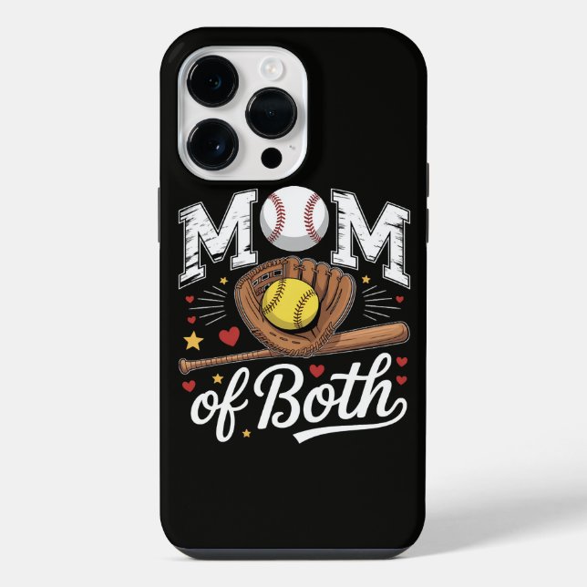 Mum of Both Game Day Baseball Softball  iPhone Case (Back)