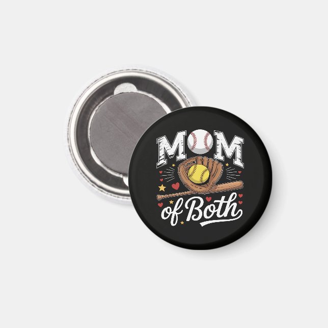 Mum of Both Game Day Baseball Softball  Magnet (Front/Back)