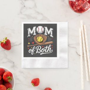 Mum of Both Game Day Baseball Softball  Napkin