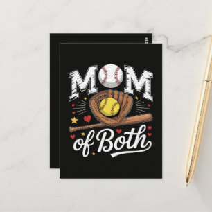 Mum of Both Game Day Baseball Softball Postcard