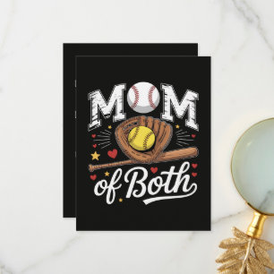 Mum of Both Game Day Baseball Softball Thank You Card