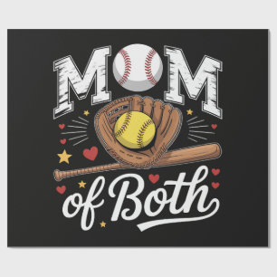 Mum of Both Game Day Baseball Softball Wrapping Paper
