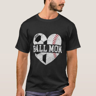 Mum Of Both Heart Soccer Baseball Sports Mum Mothe T-Shirt