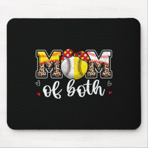 Mum Of Both Leopard Game Day Baseball Softball Mot Mouse Pad