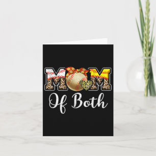 Mum Of Both Messy Bun Baseball Softball Mama Mothe Card