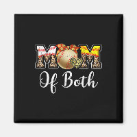 Mum Of Both Messy Bun Baseball Softball Mama Mothe