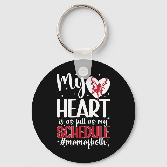 Mum Of Both Proud Dance And Baseball Mum  Key Ring (Front)