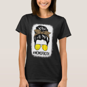 Mum Of Both Softball And Tennis Messy Bun Mother's T-Shirt