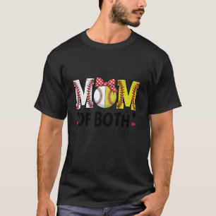 Mum Of Both Softball Baseball Mama Heart Mother s  T-Shirt