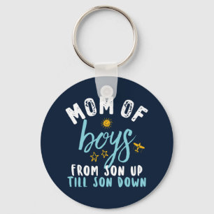Mum of Boys Son Up To Son Down Funny Mother's Day Key Ring