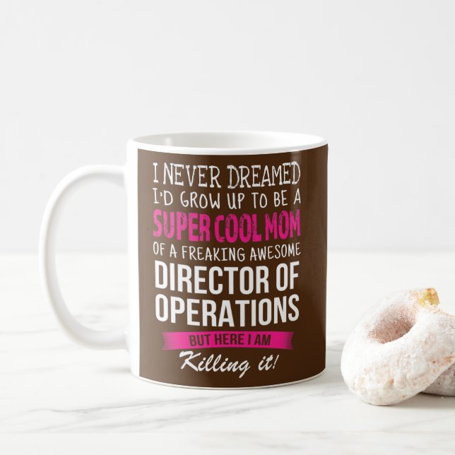 Mum of Director of Operations Funny I Never Coffee Mug (With Donut)
