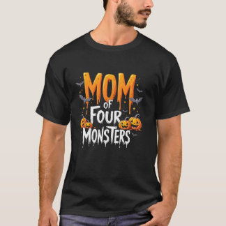 Mum of Four Monsters Halloween Art T-Shirt