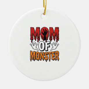Mum of Monster Vintage Halloween Shirt Design_1 Ceramic Tree Decoration