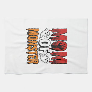 Mum of Monster Vintage Halloween Shirt Design_1 Tea Towel
