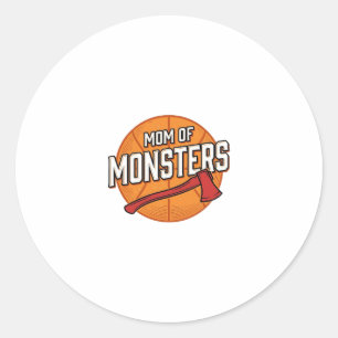 Mum of Monsters Vintage Basketball Mum Design_1 Classic Round Sticker