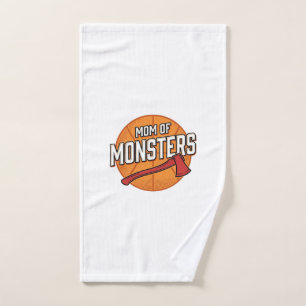 Mum of Monsters Vintage Basketball Mum Design_1 Hand Towel
